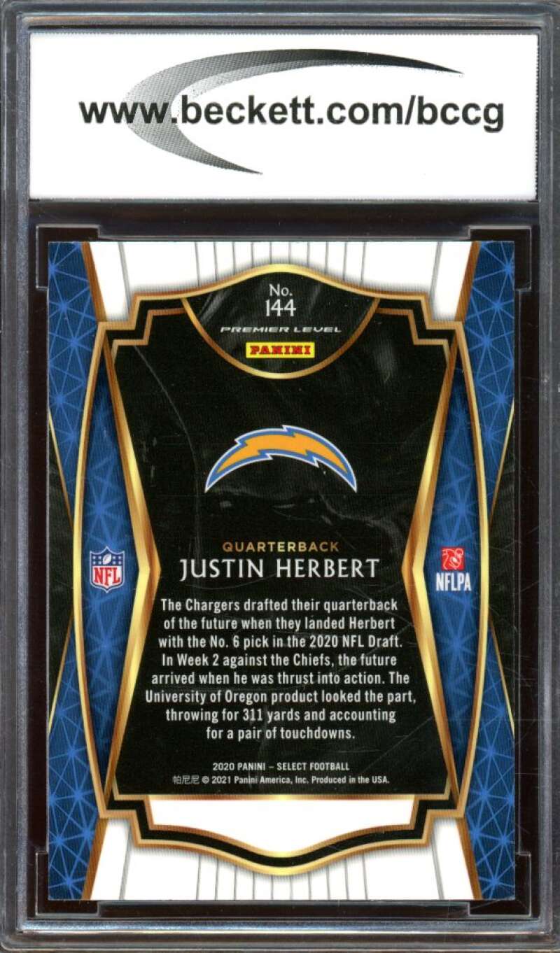 2020 Select #144 Justin Herbert Rookie Card BGS BCCG 10 Mint+ Image 2