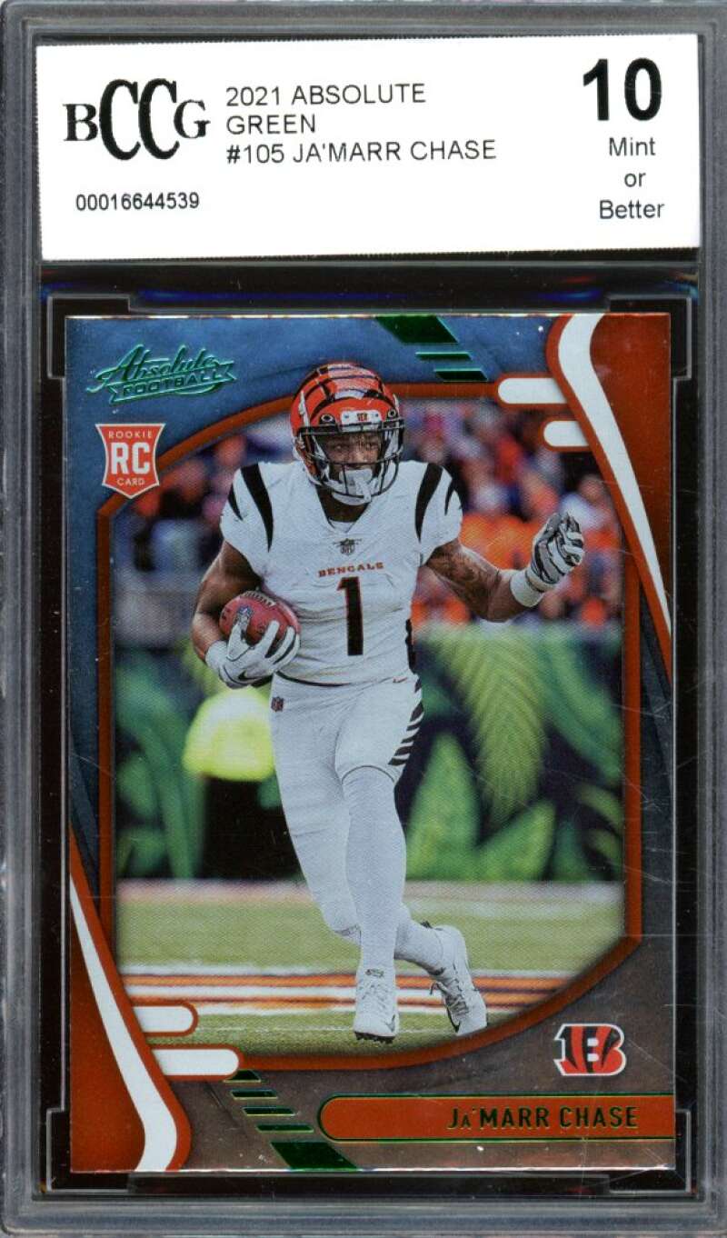 2021 Panini Absolute Green #105 Ja'Marr Chase Rookie Card BGS BCCG 10 Mint+ Image 1