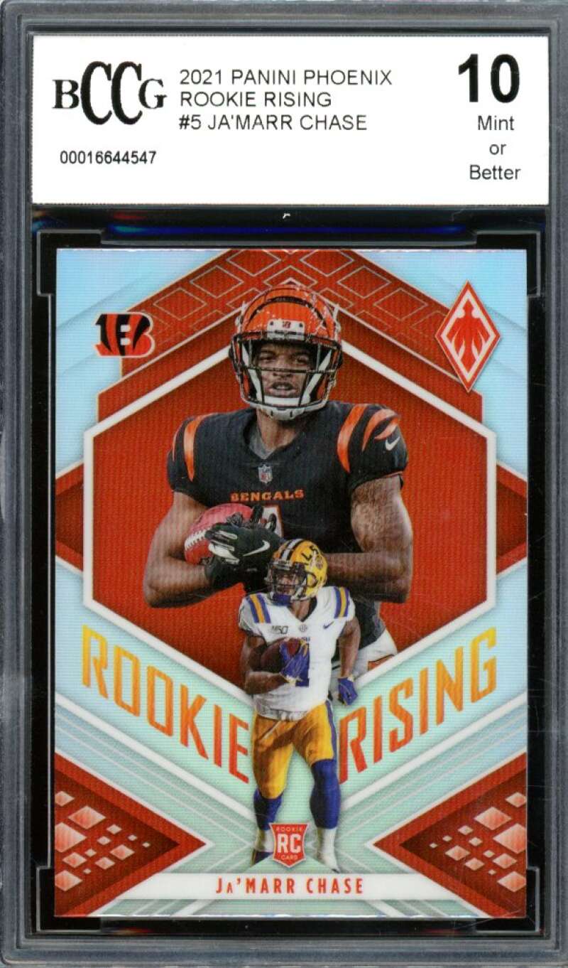2021 Panini Phoenix Rookie Rising #5 Ja'Marr Chase Rookie Card BGS BCCG 10 Mint+ Image 1