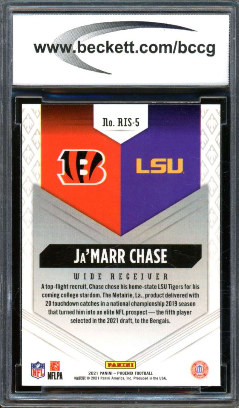 2021 Panini Phoenix Rookie Rising #5 Ja'Marr Chase Rookie Card BGS BCCG 10 Mint+ Image 2