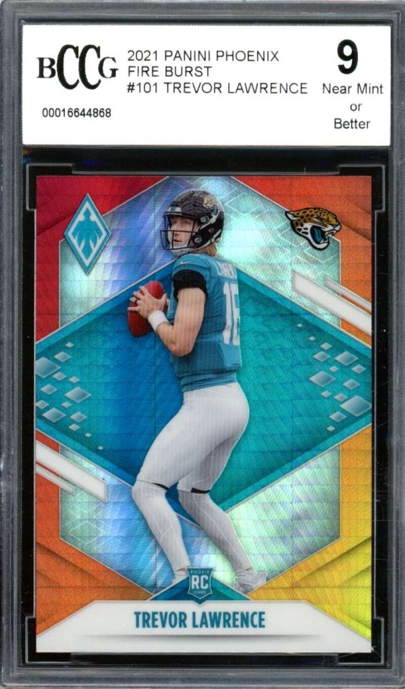2021 Panini Phoenix Fire Burst #101 Trevor Lawrence Rookie BGS BCCG 9 Near Mint+ Image 1