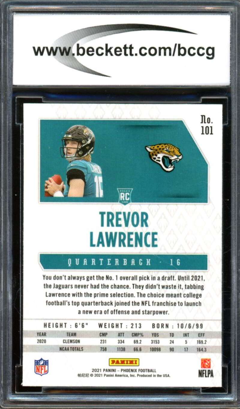 2021 Panini Phoenix Fire Burst #101 Trevor Lawrence Rookie BGS BCCG 9 Near Mint+ Image 2