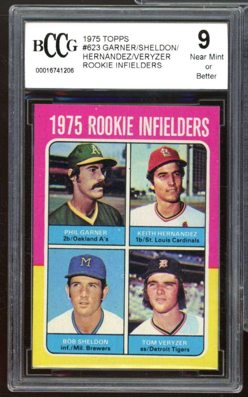 1975 Topps #623 Garner/Veryzer/Hernandez/McGlothen Rookie BGS BCCG 9 Near Mint+ Image 1