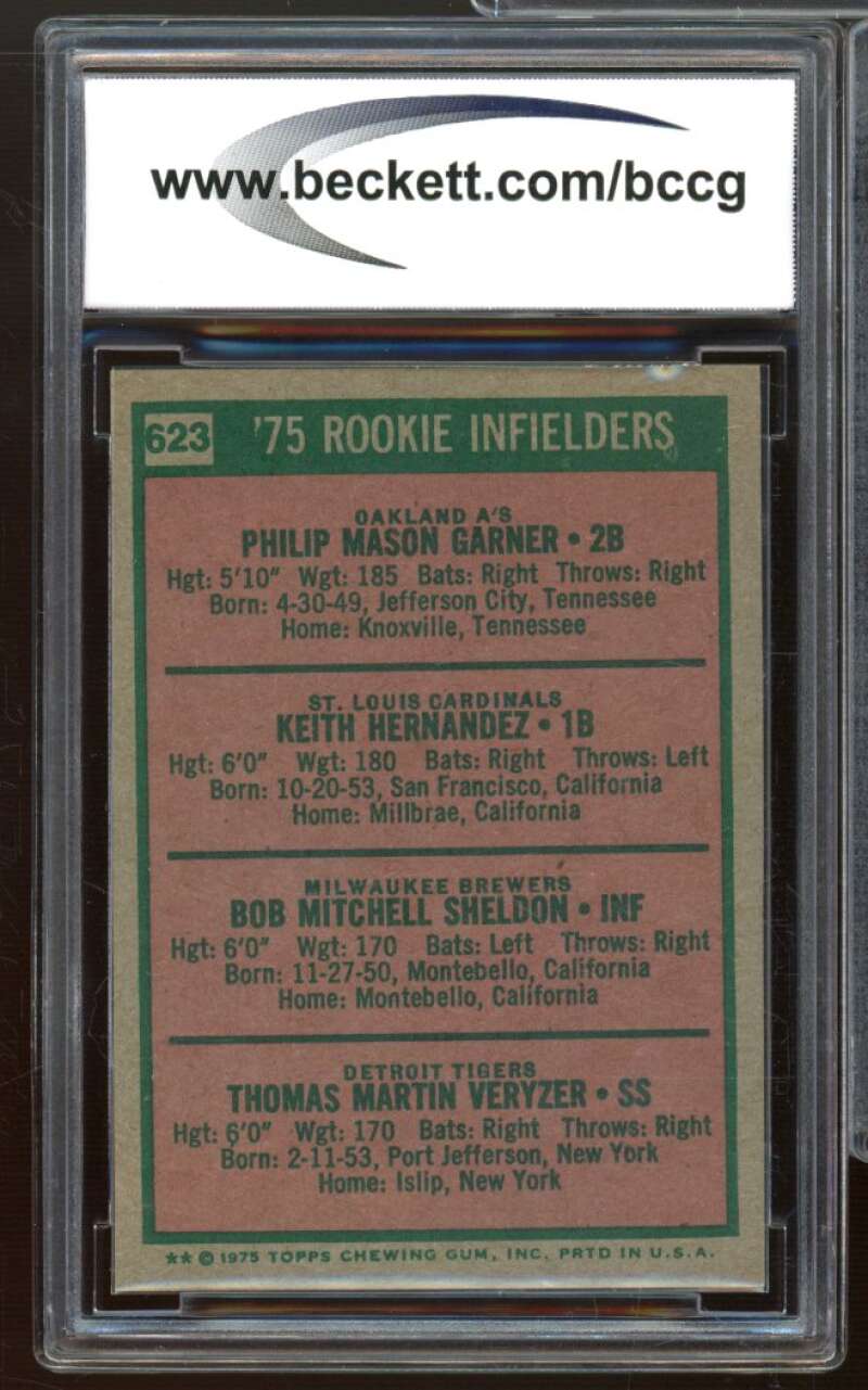 1975 Topps #623 Garner/Veryzer/Hernandez/McGlothen Rookie BGS BCCG 9 Near Mint+ Image 2