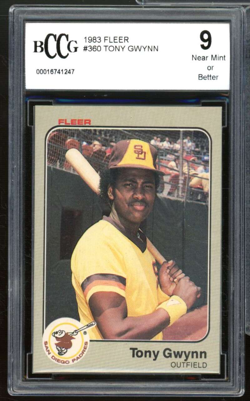 1983 Fleer #360 Tony Gwynn Rookie Card BGS BCCG 9 Near Mint+ Image 1