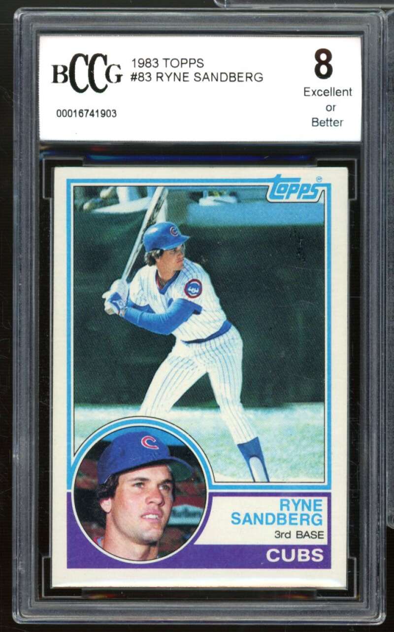 1983 Topps #83 Ryne Sandberg Rookie Card BGS BCCG 8 Excellent+ Image 1