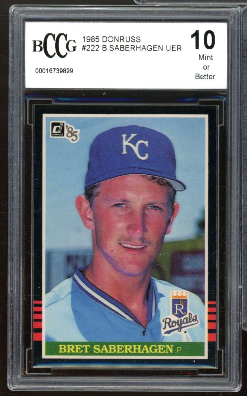 1985 Donruss #222 Bret Saberhagen Rookie Card BGS BCCG 10 Mint+ Image 1