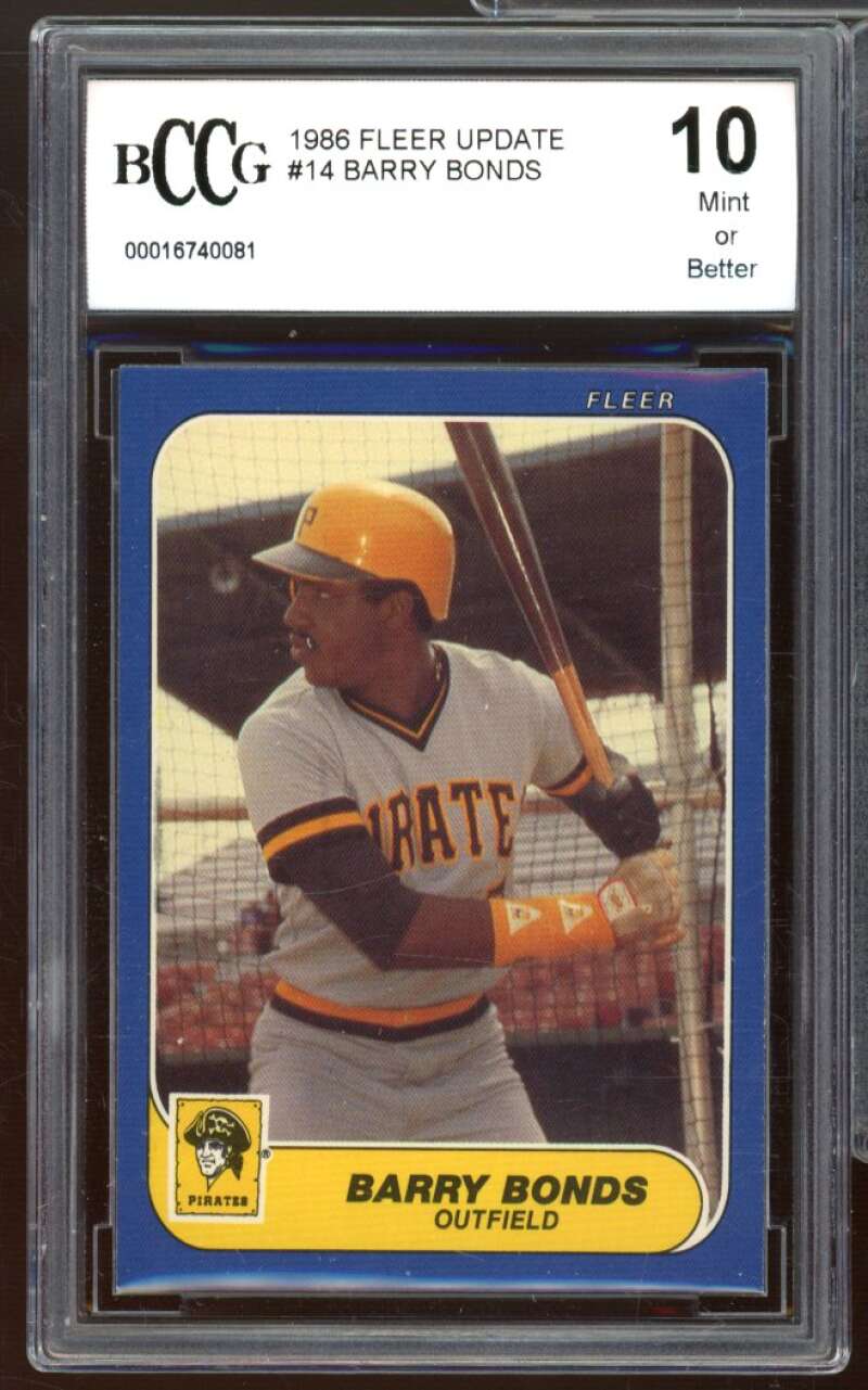 1986 Fleer Update #14 Barry Bonds Rookie Card BGS BCCG 10 Mint+ Image 1