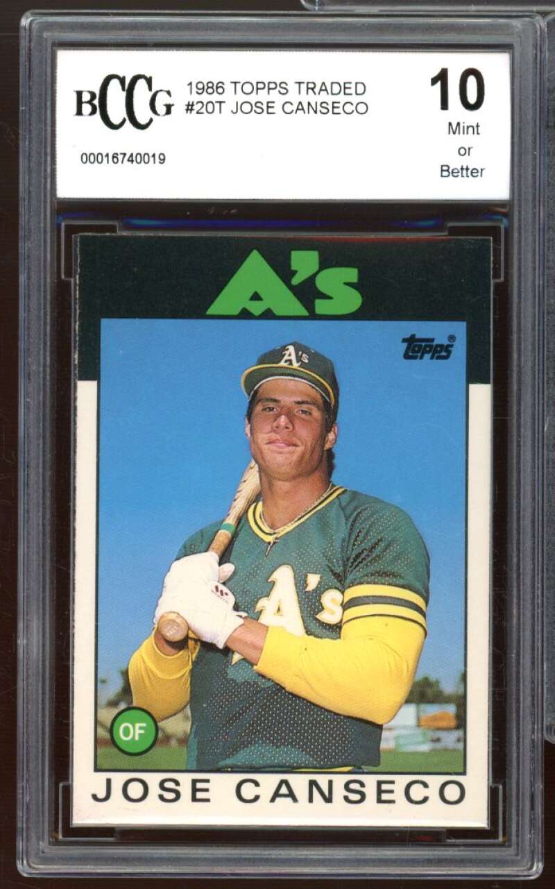 1986 Topps Traded #20T Jose Canseco Rookie Card BGS BCCG 10 Mint+ Image 1