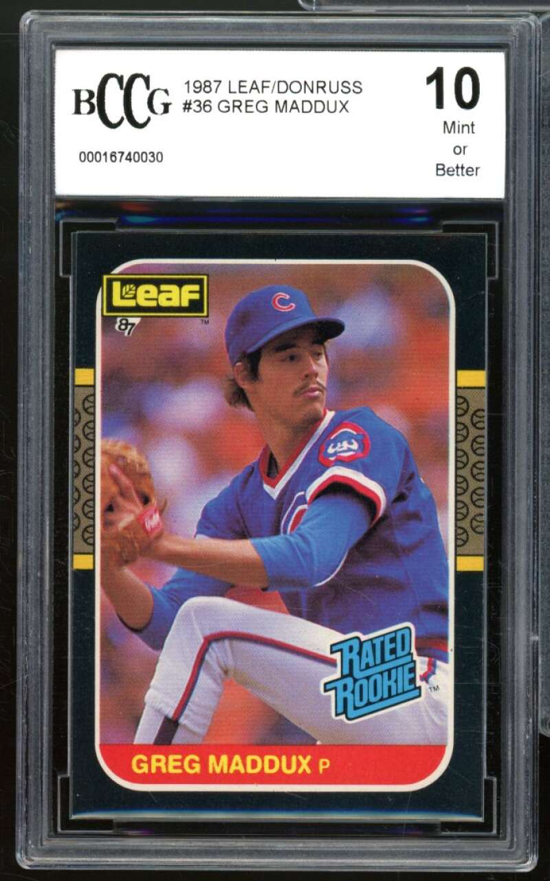 1987 Donruss #36 Greg Maddux Rookie Card BGS BCCG 10 Mint+ Image 1