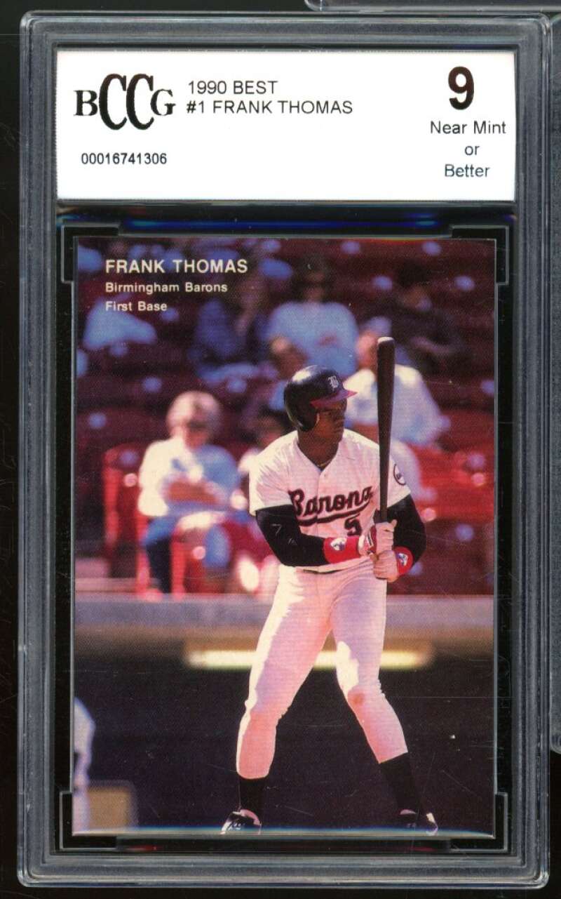 1990 Best #1 Frank Thomas Rookie Card BGS BCCG 9 Near Mint+ Image 1