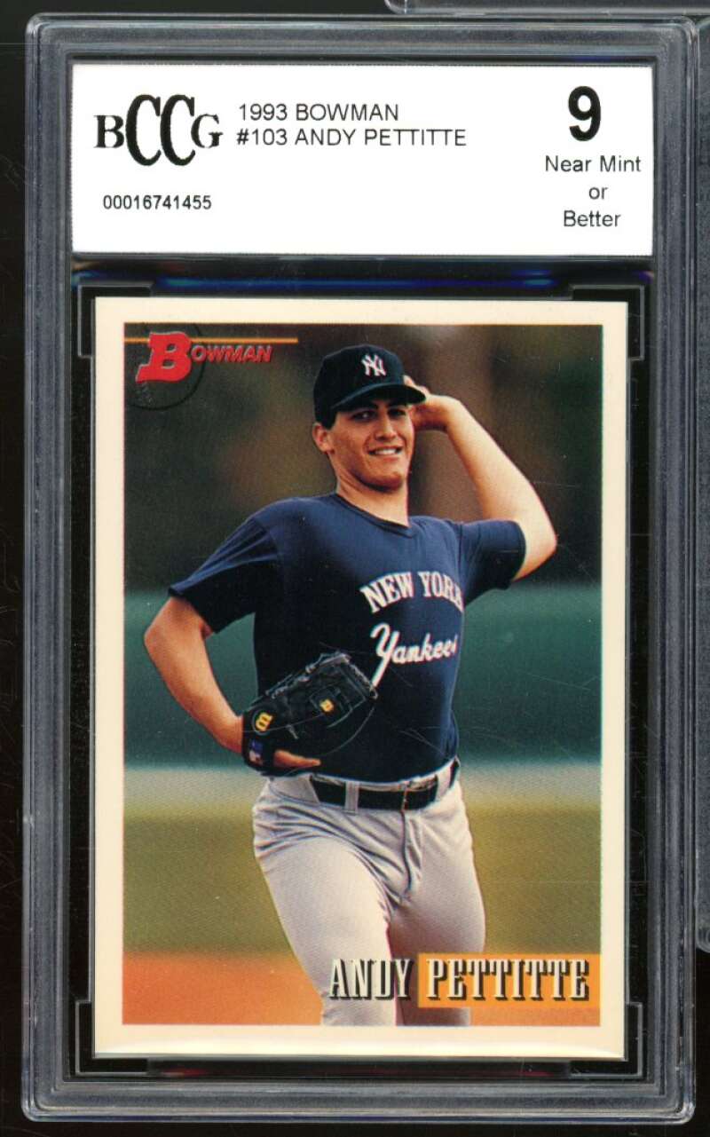 1993 Bowman #103 Andy Pettitte Rookie Card BGS BCCG 9 Near Mint+ Image 1