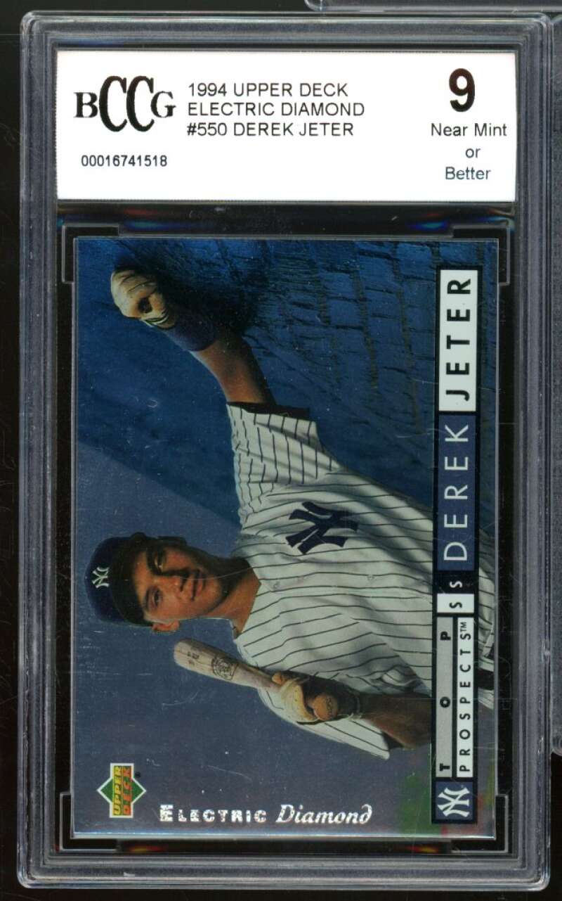 1994 Upper Deck Electric Diamond #550 Derek Jeter Card BGS BCCG 9 Near Mint+ Image 1