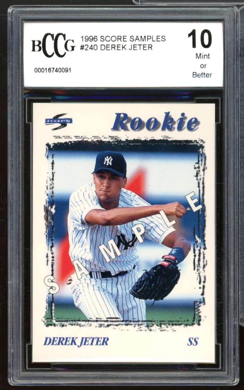 1996 Score Samples #240 Derek Jeter Rookie Card BGS BCCG 10 Mint+ Image 1