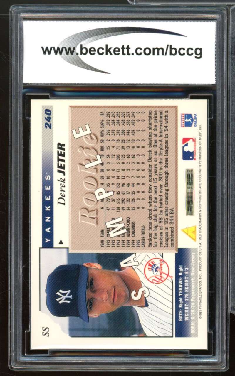 1996 Score Samples #240 Derek Jeter Rookie Card BGS BCCG 10 Mint+ Image 2