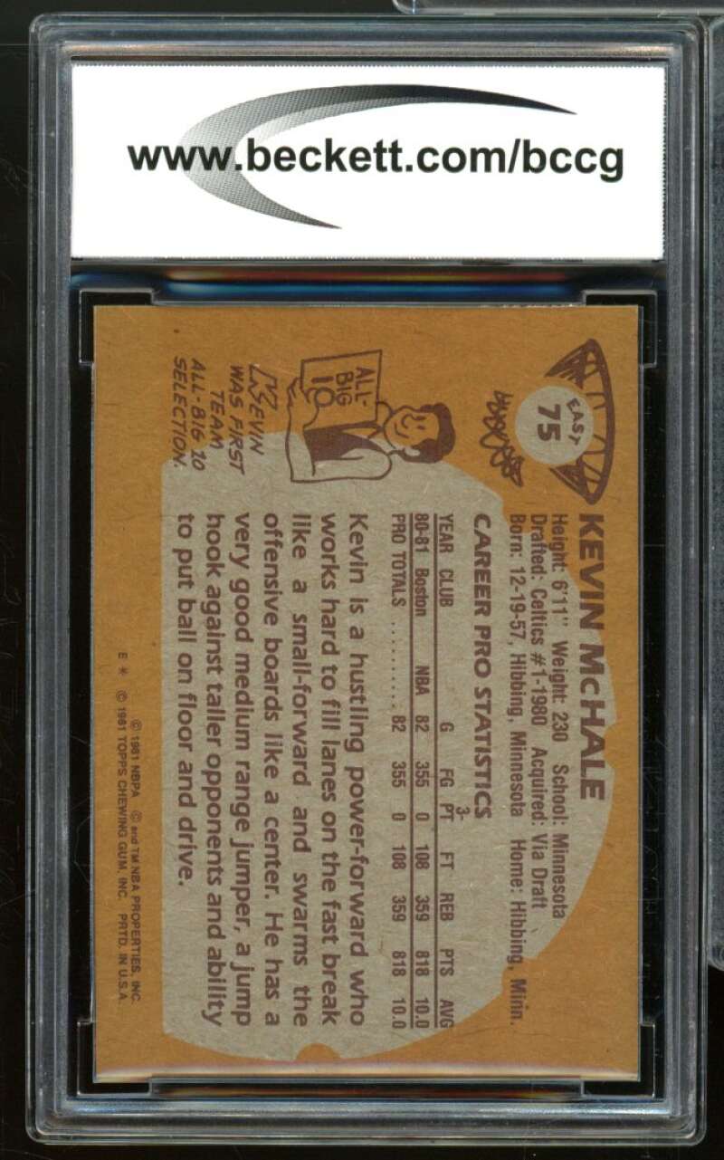 1981-82 Topps #E75 Kevin McHale Rookie Card BGS BCCG 10 Mint+ Image 2