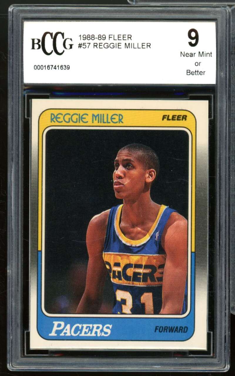 1988-89 Fleer #57 Reggie Miller Rookie Card BGS BCCG 9 Near Mint+ Image 1