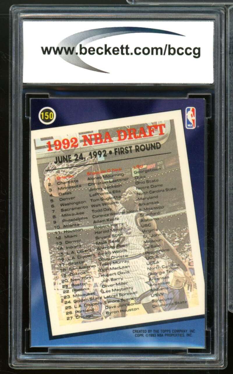 1992-93 Topps Archives Gold #150G Shaquille O'Neal Rookie BGS BCCG 9 Near Mint+ Image 2