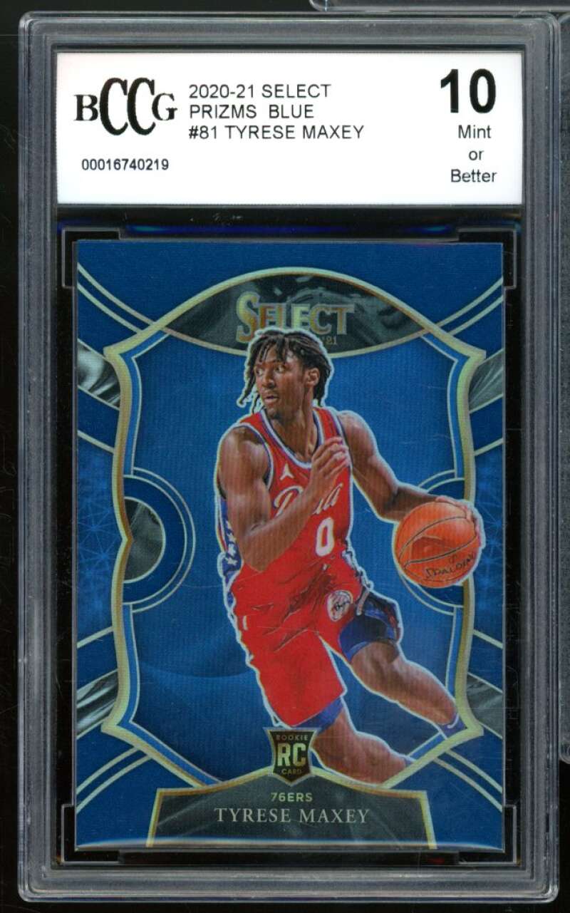 2020-21 Select Prizms Blue #81 Tyrese Maxey Card BGS BCCG 10 Mint+ Image 1