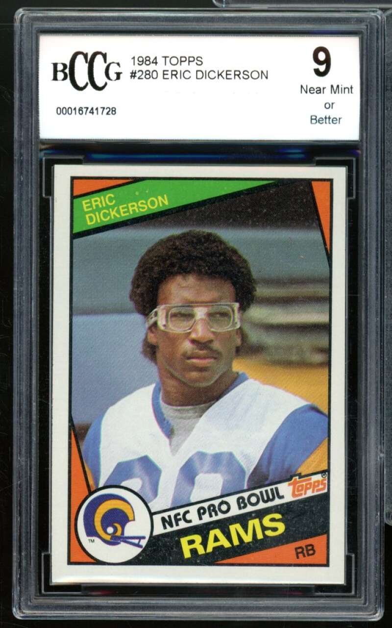 1984 Topps #280 Eric Dickerson Rookie Card BGS BCCG 9 Near Mint+ Image 1