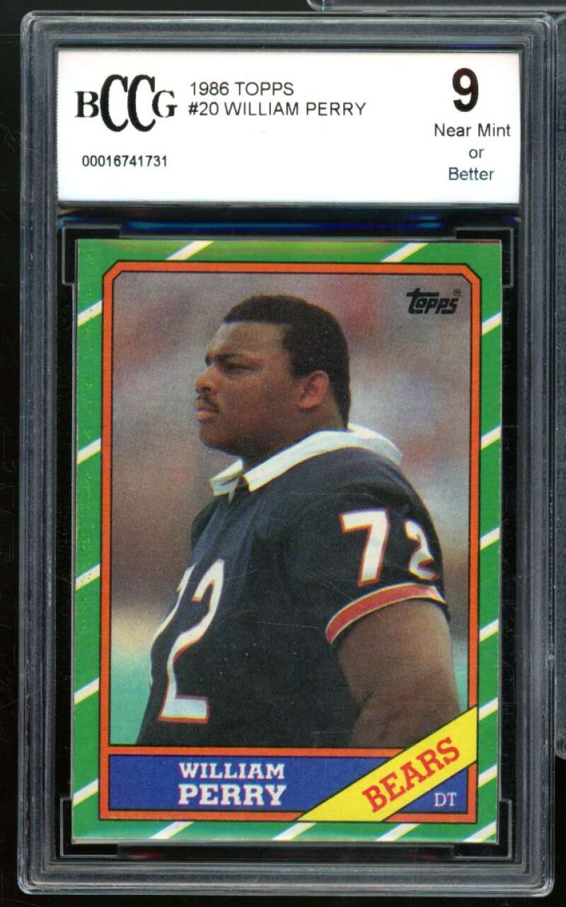 1986 Topps #20 William Perry Rookie Card BGS BCCG 9 Near Mint+ Image 1