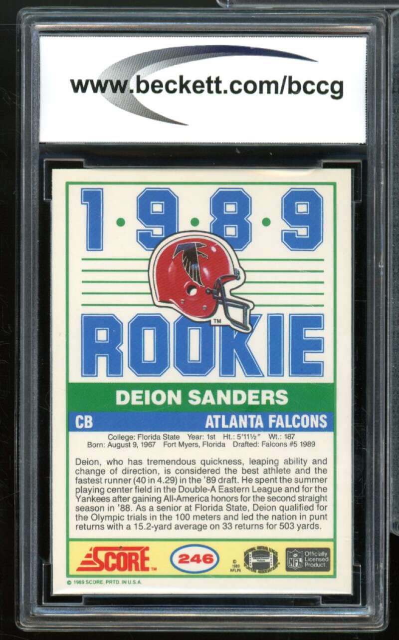 1989 Score #246 Deion Sanders Rookie Card BGS BCCG 10 Mint+ Image 2