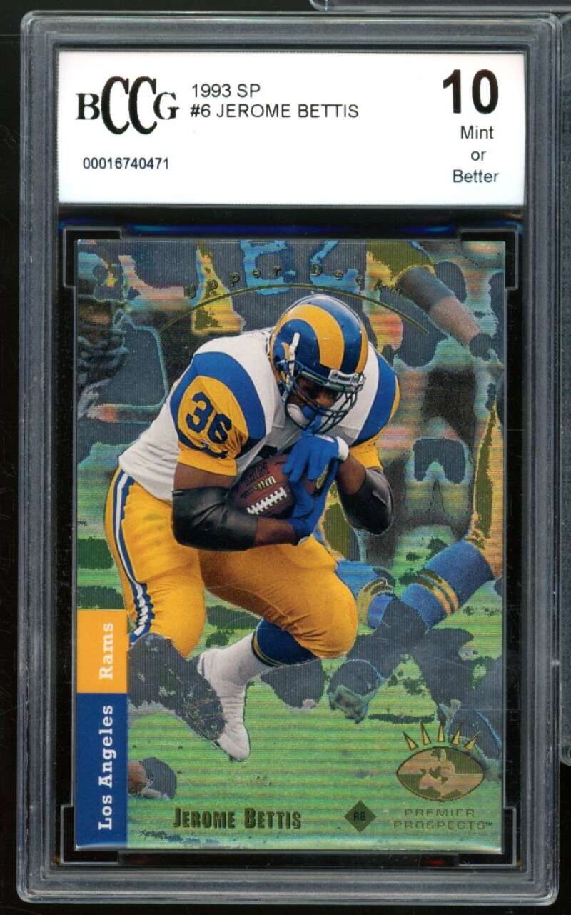 1993 SP #6 Jerome Bettis Rookie Card BGS BCCG 10 Mint+ Image 1