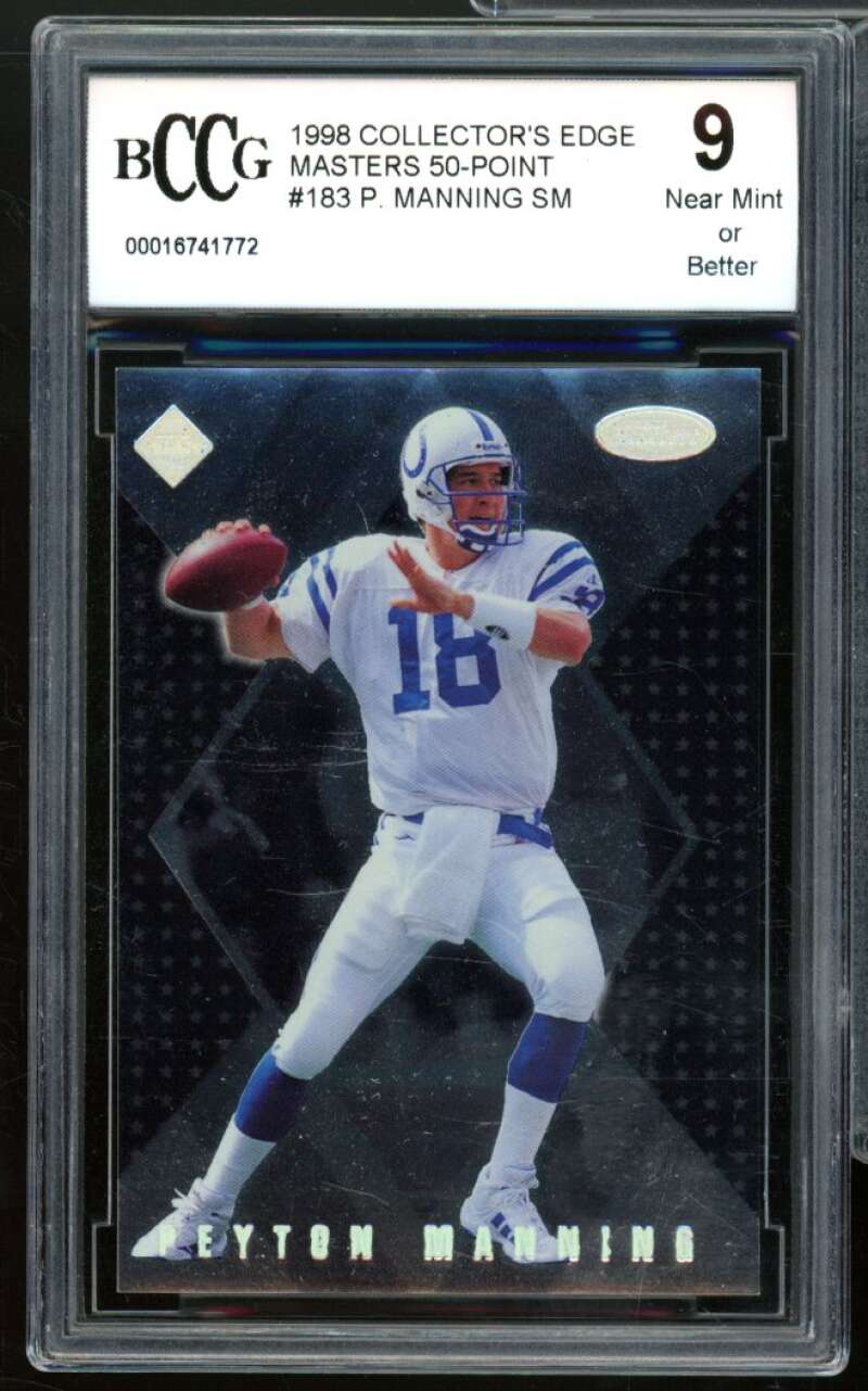 1998 CE Masters 50-Point #183 Peyton Manning Rookie Card BGS BCCG 9 Near Mint+ Image 1