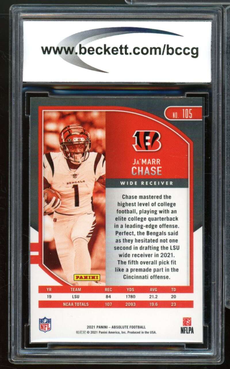 2021 Absolute Retail #105 Ja'Marr Chase Rookie Card BGS BCCG 10 Mint+ Image 2