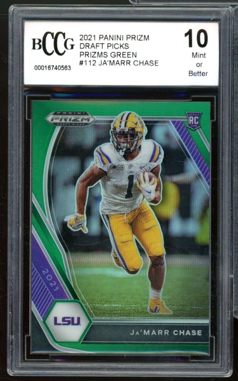 2021 Panini Prizm DP Prizms Green #112 Ja'Marr Chase Rookie BGS BCCG 10 Mint+ Image 1