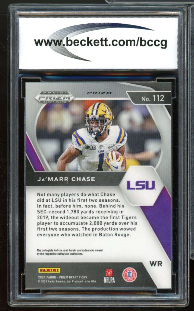 2021 Panini Prizm DP Prizms Green #112 Ja'Marr Chase Rookie BGS BCCG 10 Mint+ Image 2
