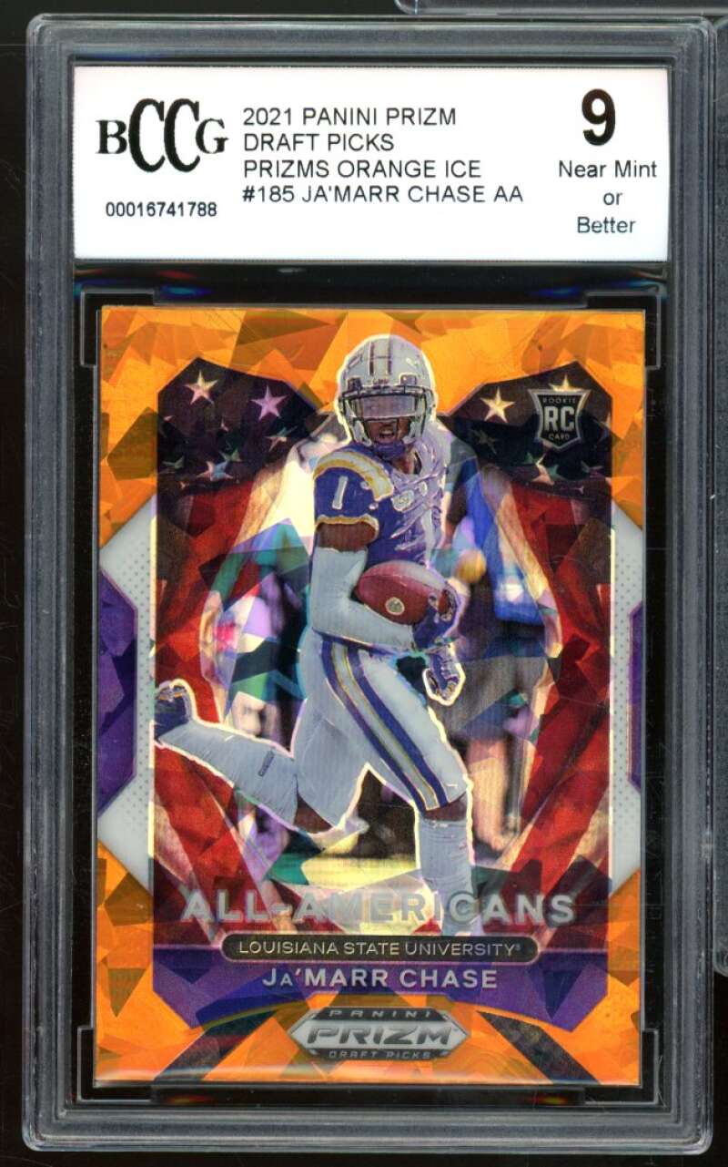 2021 Panini Prizm DP Prizms Orange Ice #185 Ja'Marr Chase Rookie BGS BCCG 9 NM+ Image 1