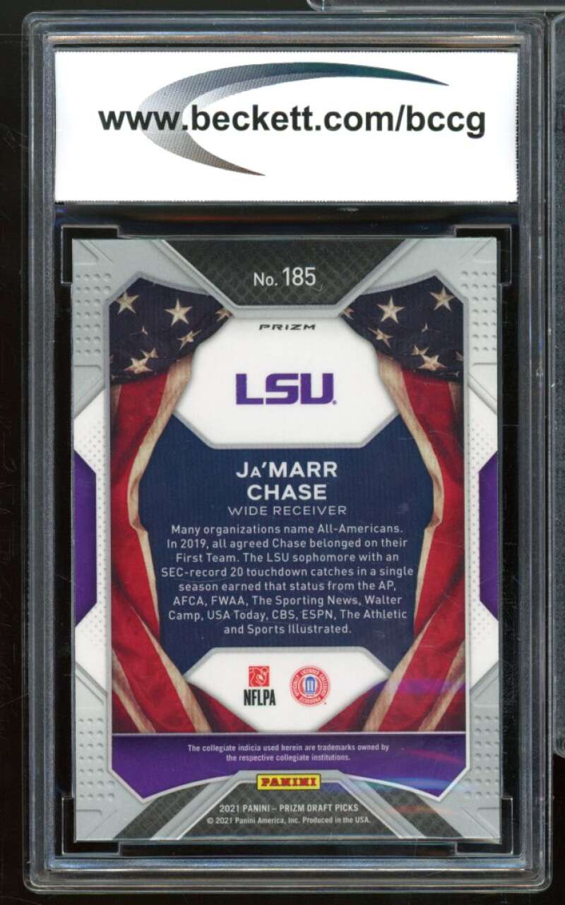 2021 Panini Prizm DP Prizms Orange Ice #185 Ja'Marr Chase Rookie BGS BCCG 9 NM+ Image 2