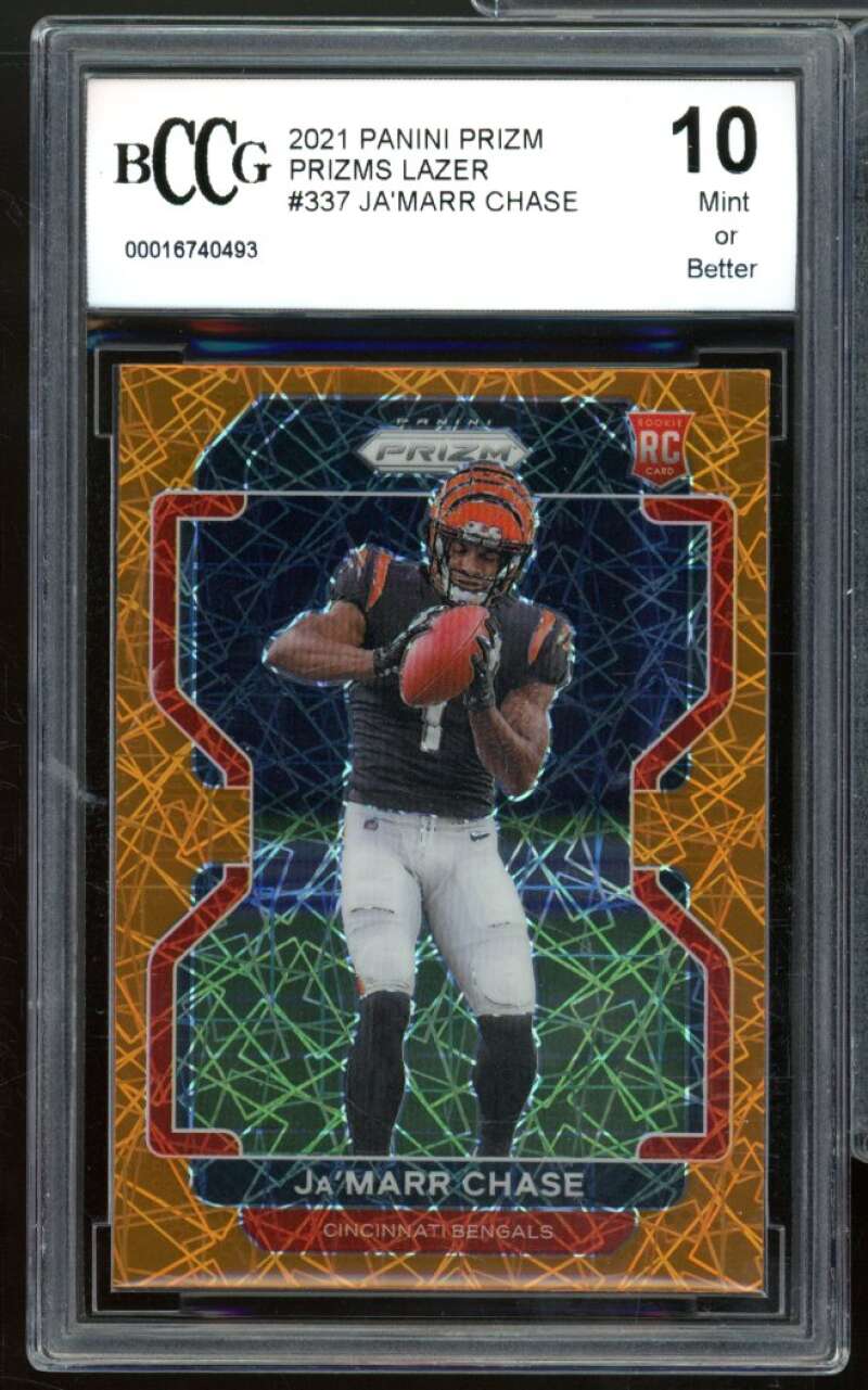 2021 Panini Prizm Prizms Lazer #337 Ja'Marr Chase Rookie Card BGS BCCG 10 Mint+ Image 1