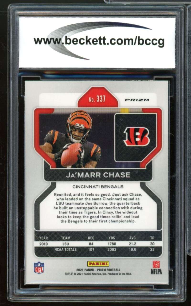 2021 Panini Prizm Prizms Lazer #337 Ja'Marr Chase Rookie Card BGS BCCG 10 Mint+ Image 2