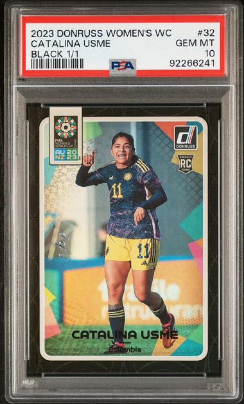 Catalina Usme 2023 Donruss FIFA Women's World Cup Black 1/1 #32 PSA 10 Image 1