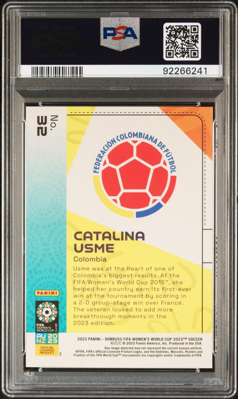 Catalina Usme 2023 Donruss FIFA Women's World Cup Black 1/1 #32 PSA 10 Image 2