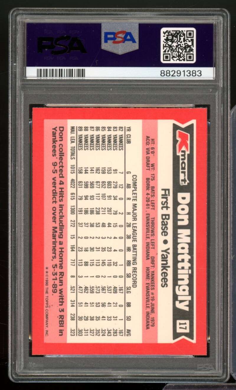 Don Mattingly Card 1990 K-Mart #17 PSA 8 Image 2