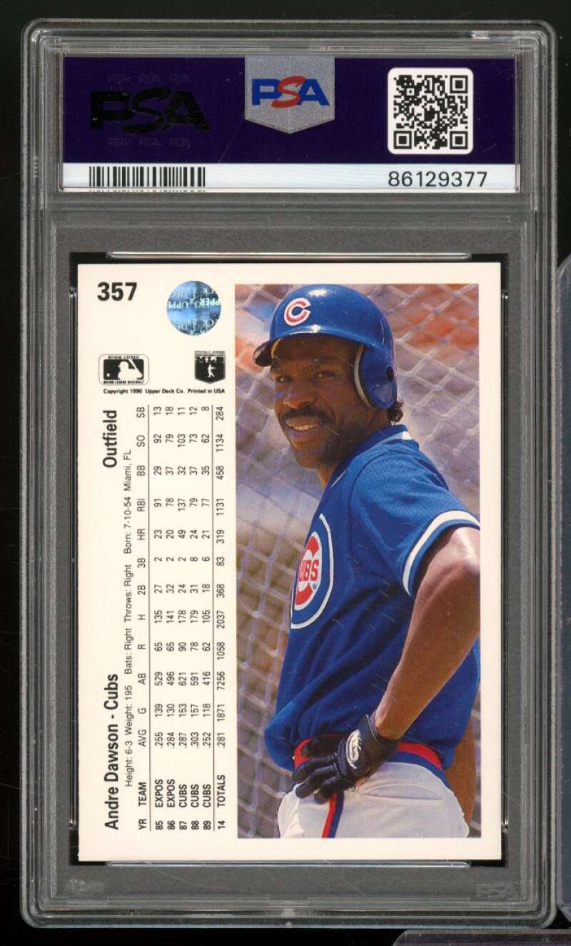 Andre Dawson Card 1990 Upper Deck #357 PSA 8.5 Image 2