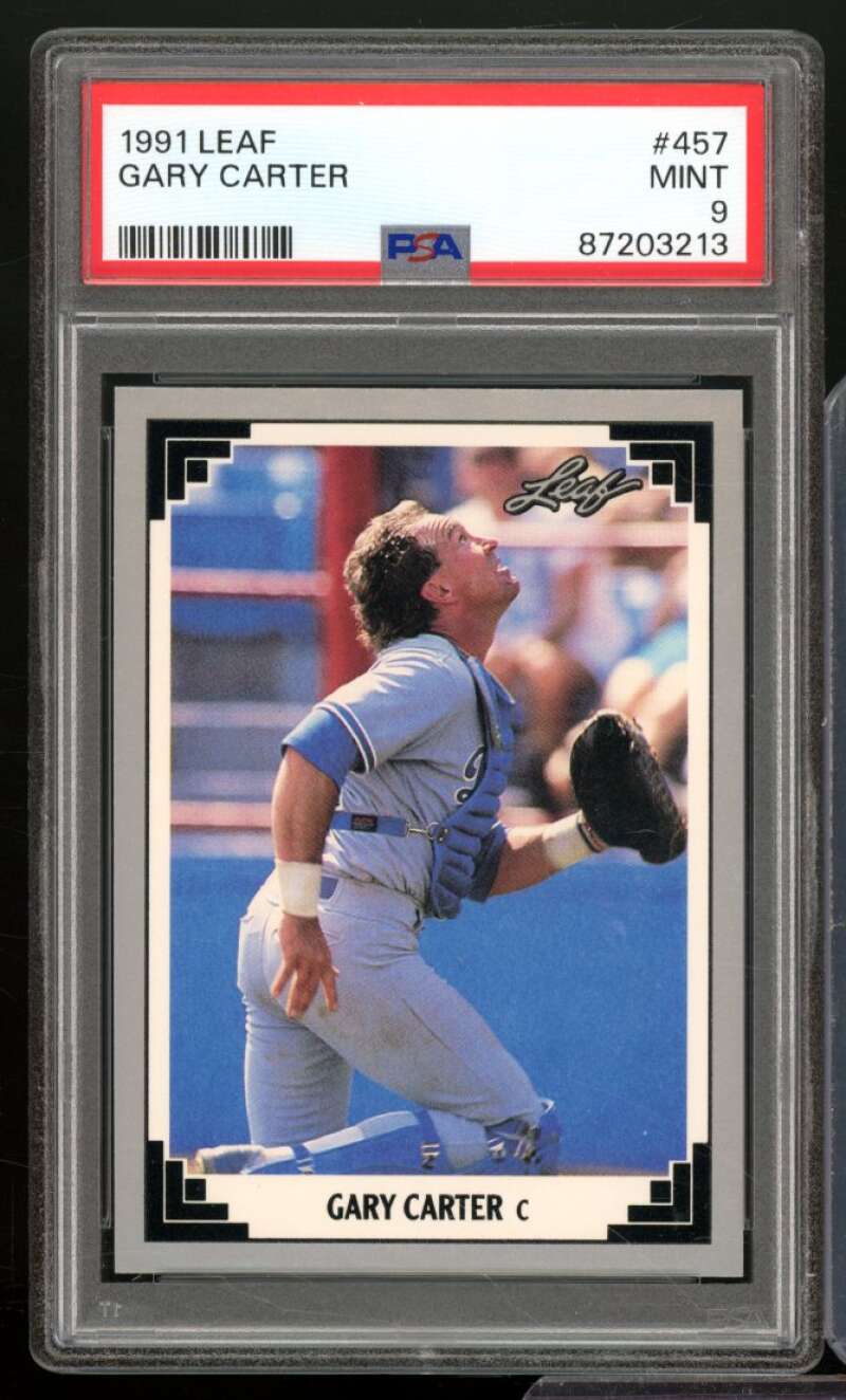 Gary Carter Card 1991 Leaf #457 PSA 9 Image 1