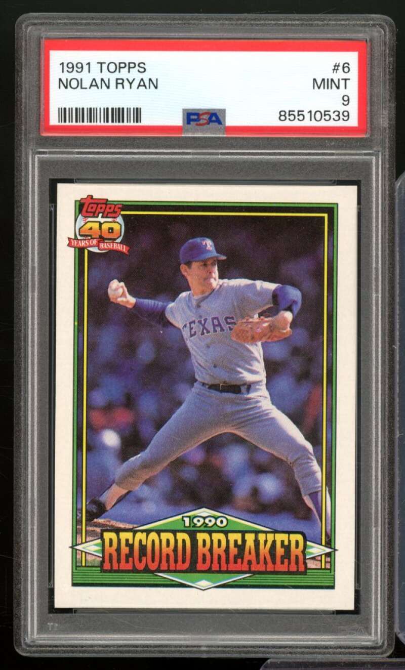 Nolan Ryan Card 1991 Topps #6 PSA 9 Image 1