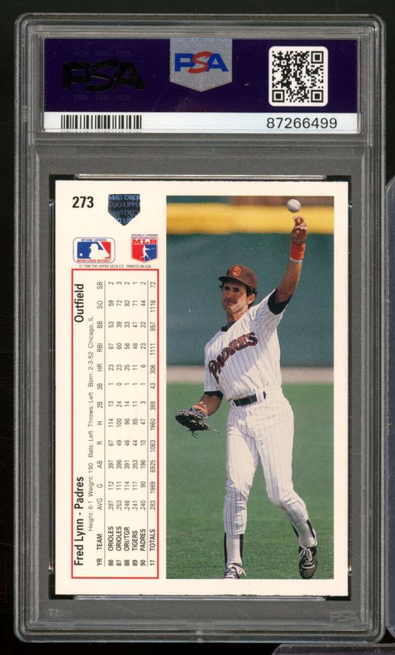 Fred Lynn Card 1991 Upper Deck #273 PSA 8 Image 2