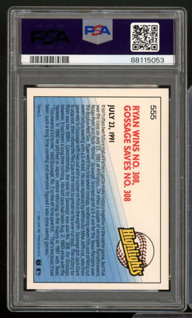 Nolan Ryan/Goose Gossage Card 1992 Donruss #555 PSA 9 Image 2