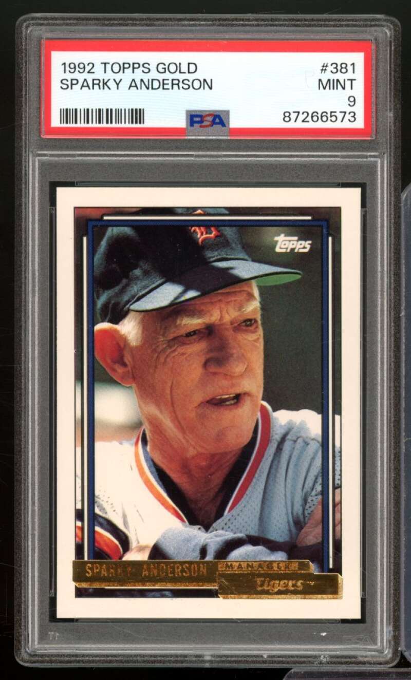 Sparky Anderson Card 1992 Topps Gold #381 PSA 9 Image 1