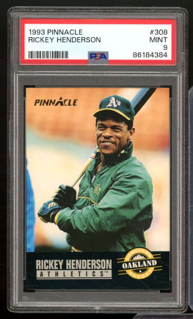 Rickey Henderson Card 1993 Pinnacle #308 PSA 9 Image 1