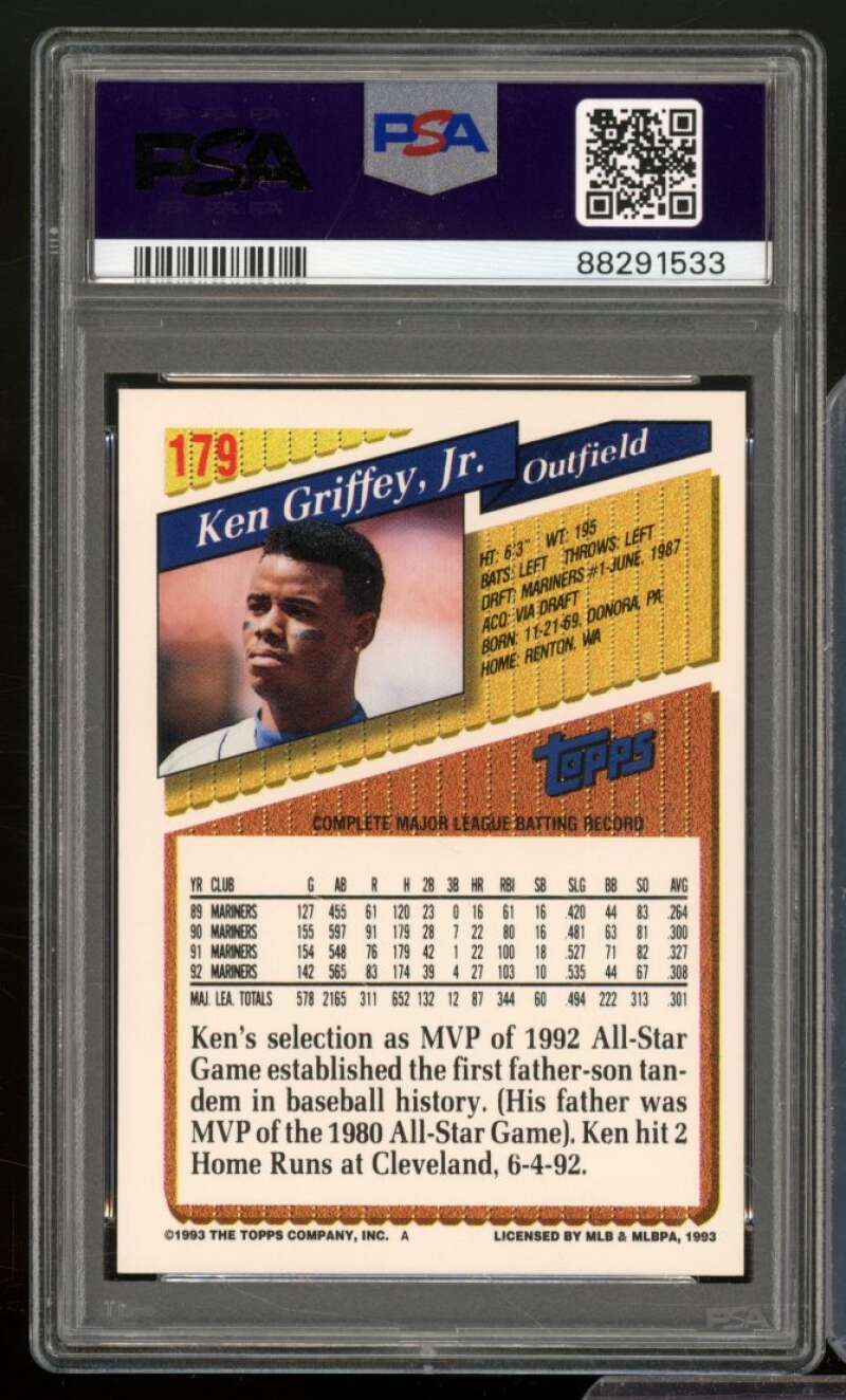 Ken Griffey Jr. Card 1993 Topps #179 PSA 9 Image 2