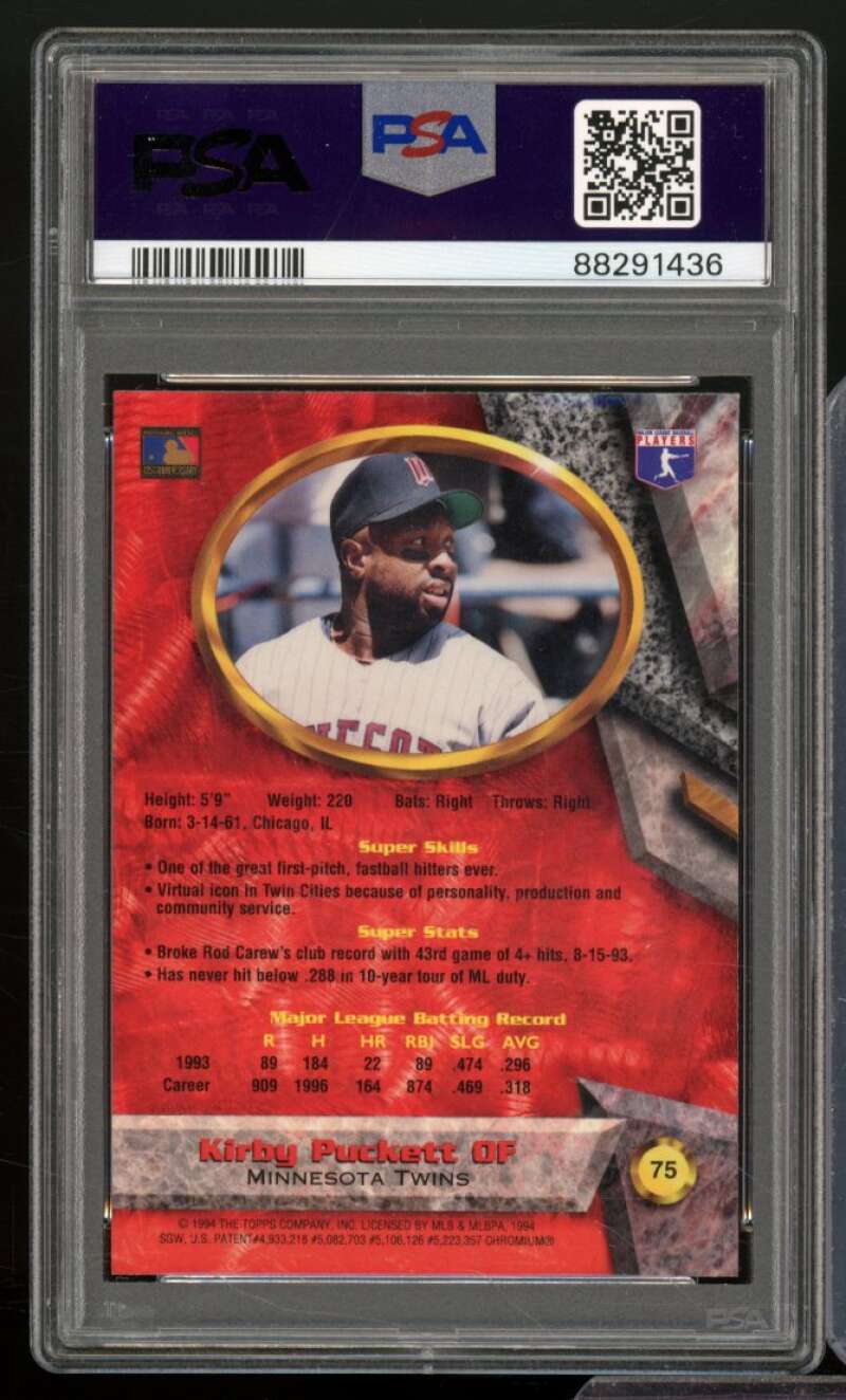 Kirby Puckett Card 1994 Bowman's Best #75 PSA 4 Image 2