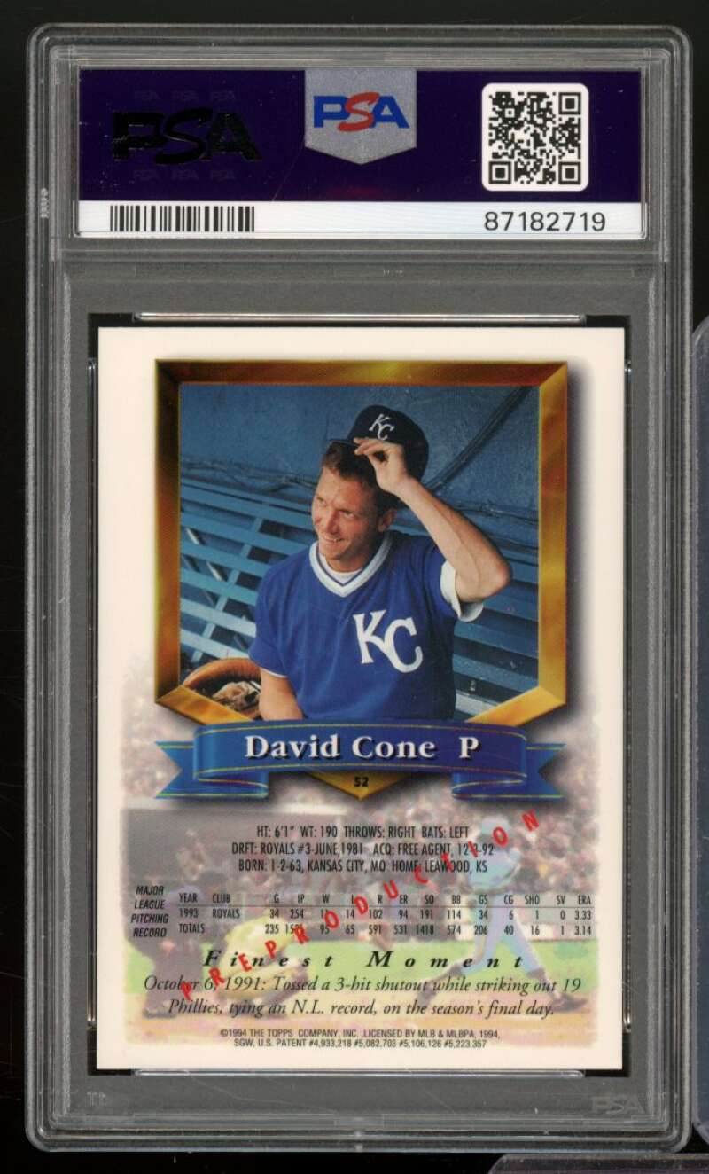 David Cone Card 1994 Finest Pre-Production #52 PSA 7 Image 2