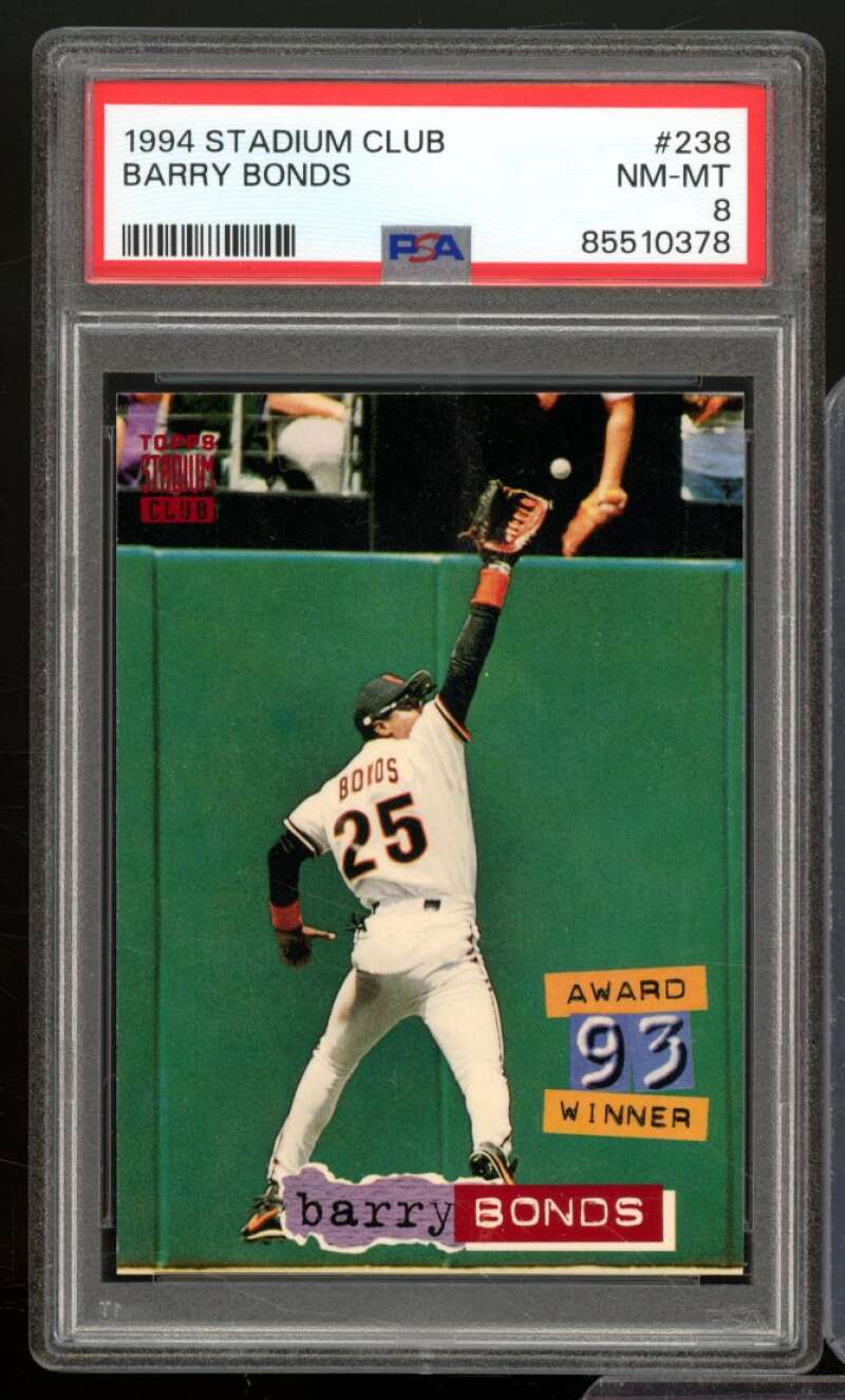 Barry Bonds Card 1994 Stadium Club #238 PSA 8 Image 1