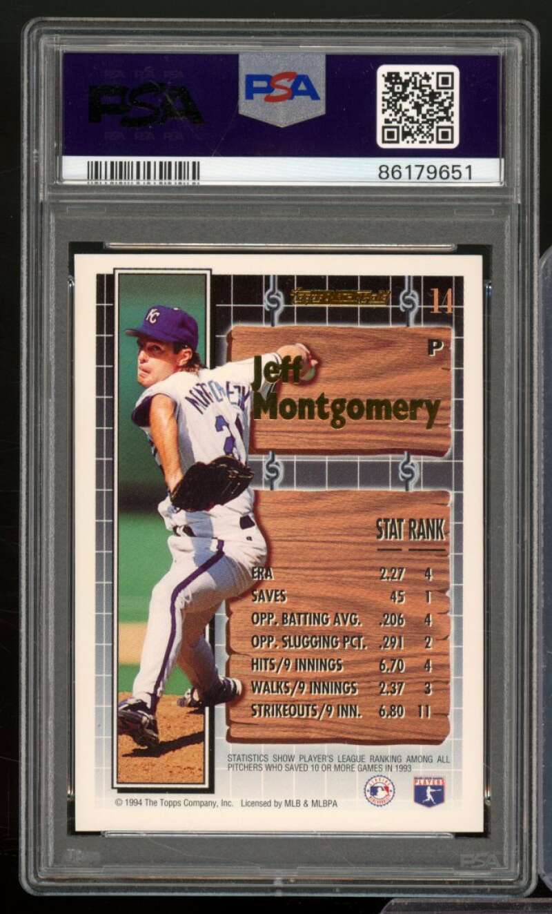 Jeff Montgomery Card 1994 Topps Black Gold #14 PSA 9 Image 2